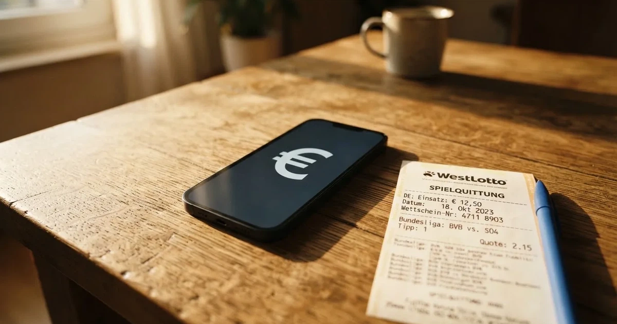 Ein Smartphone liegt mit dem Display nach unten auf einem Holztisch, daneben ein paar Euro-Münzen und eine unbeschriftete Plastikkarte im Morgenlicht.
